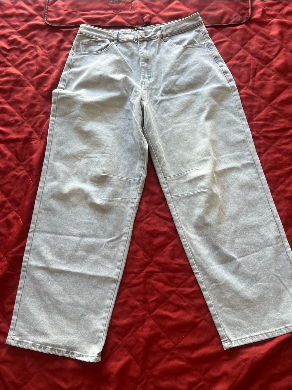 Fashion Nova Men's Light Gray Wide-Leg Jeans Size 34